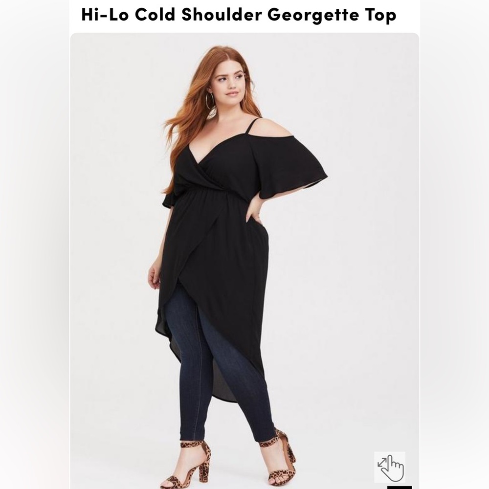 Torrid Black Hi-Lo Cold Shoulder Georgette Top 2